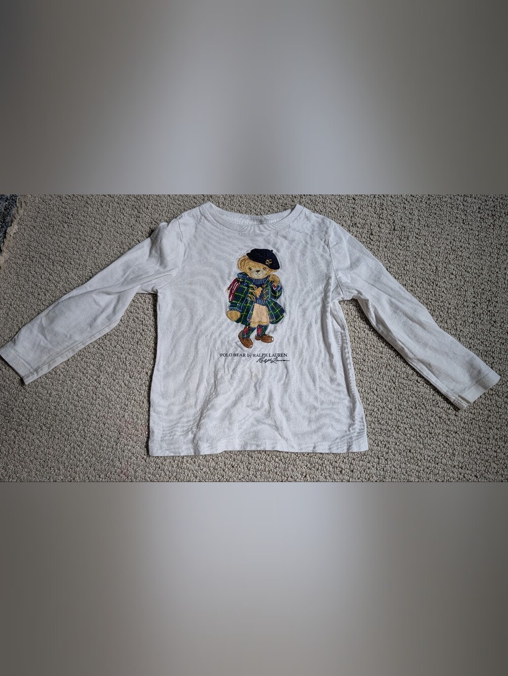 Polo by Ralph Lauren White Long Sleeve Polo Bear Tee